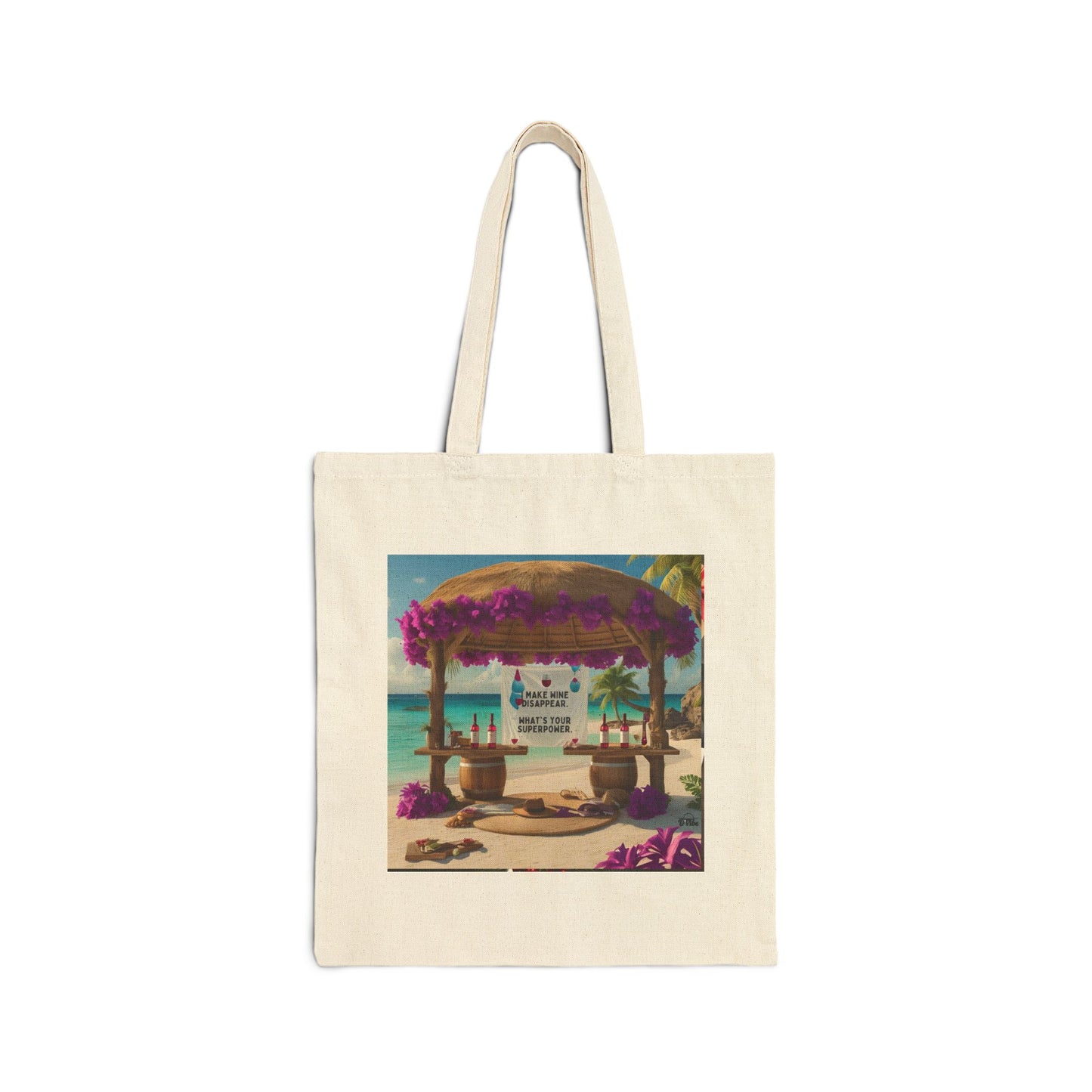 I Make WIne Disappear, What's Your Superpower - Tropical Beach Tote Bag | Summer Vibes, Eco-Friendly, Reusable Shopping Bag, Gift for Travelers, Beach Lover Accessories