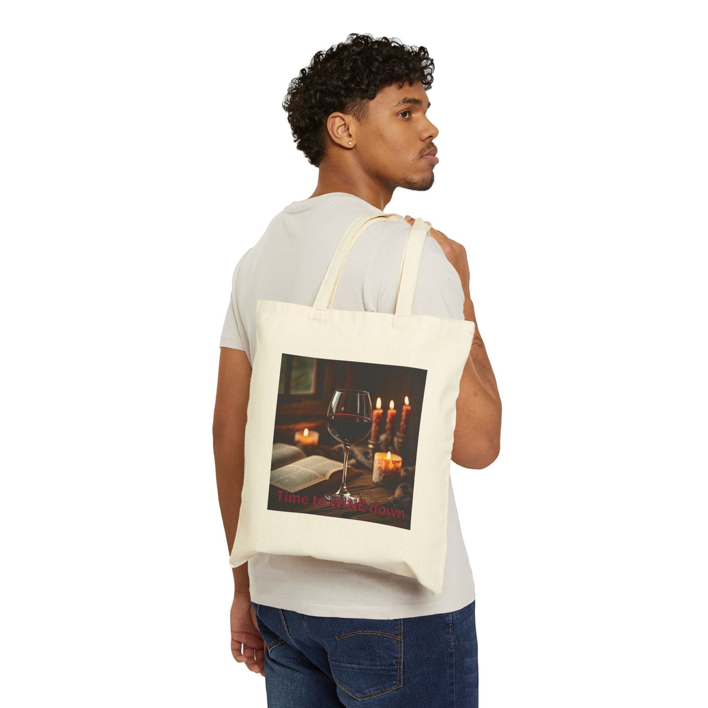 Time to Wine Down - Wine Lover's Cotton Canvas Tote Bag | Perfect for Special Occasions, Gifts, Grocery Shopping, Beach & Everyday Use