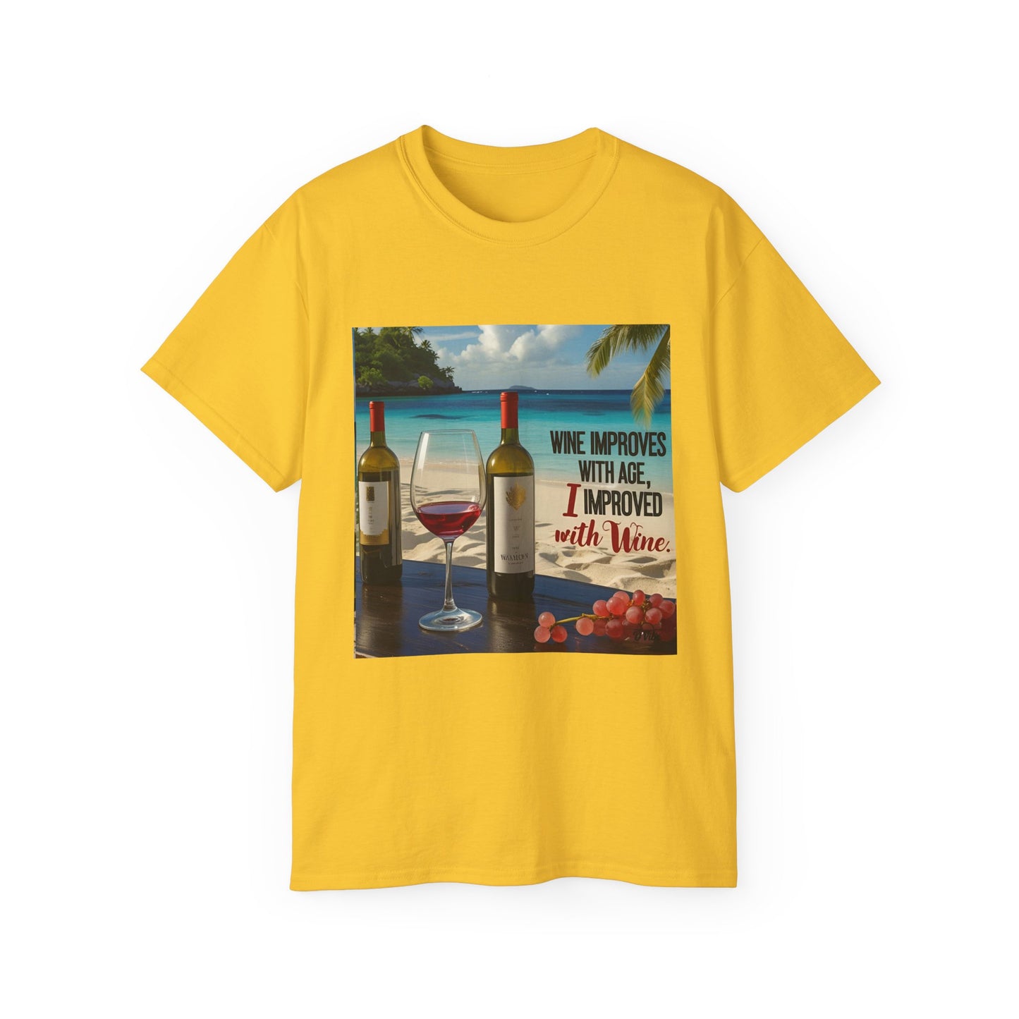 Improve with Wine - Wine Lovers Unisex Tee, Vintage Wine T-Shirt, Funny Gift for Wine Enthusiasts, Casual Summer Shirt, Great for Wine Lovers