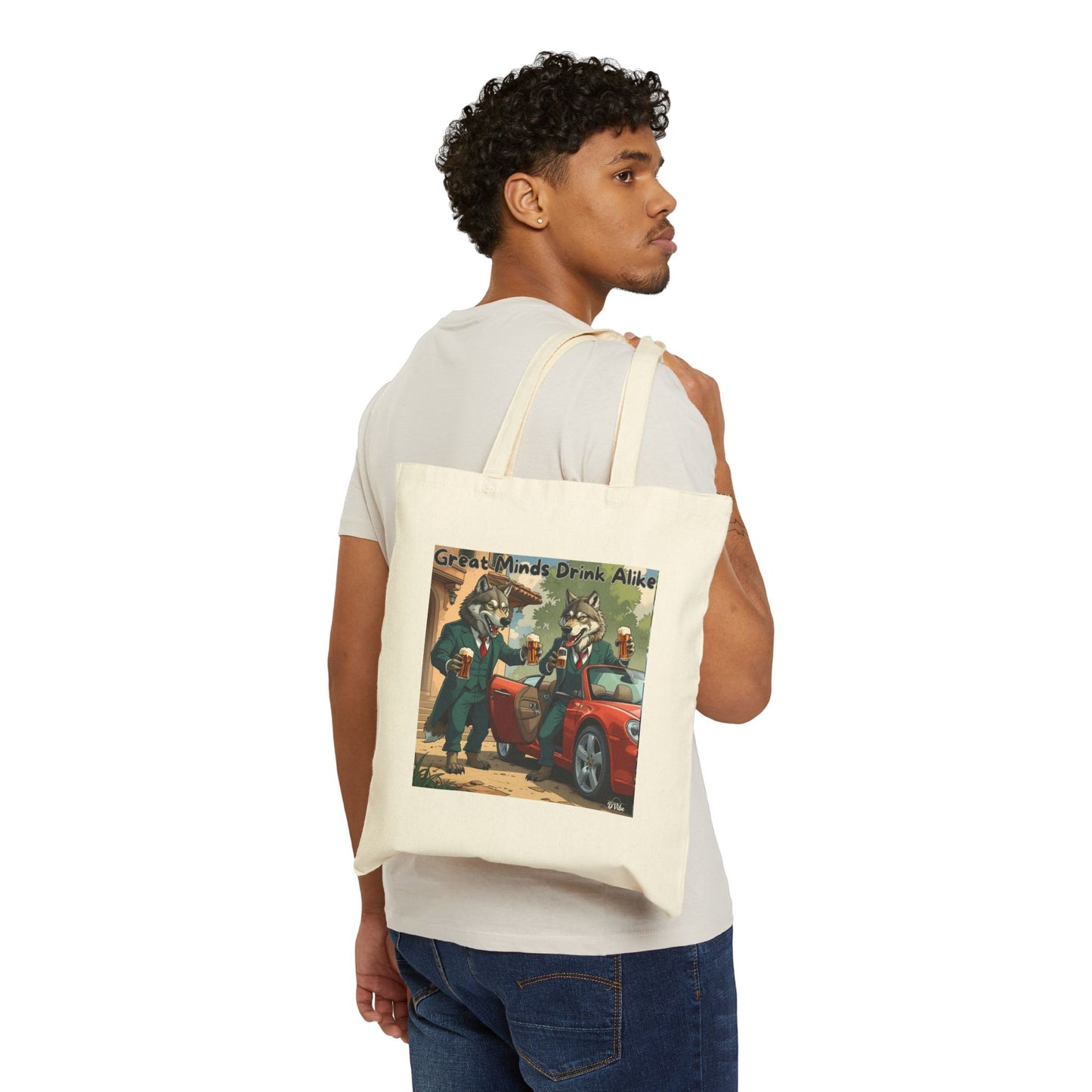 Great Minds Drink Alike - Funny Cotton Canvas Tote Bag - Great Minds Drink Alike, Eco-Friendly Bag, Gift for Friends, Grocery Tote, Party Favor, Travel Bag