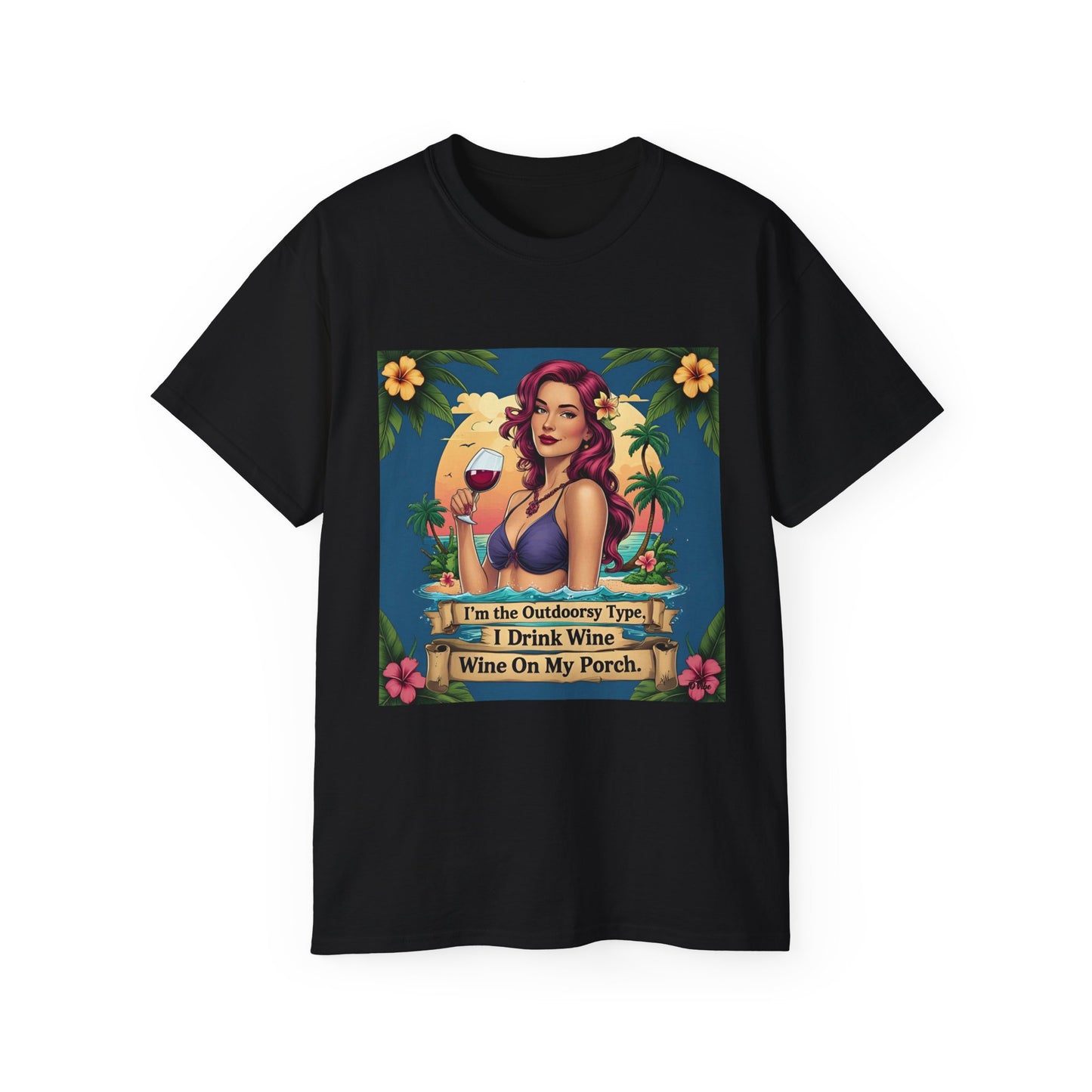 I Drink Wine on my Porch - Wine Lover's Unisex Tee, Perfect Gift for Outdoor Enthusiasts, Summer Vibes, Garden Parties, Wine Nights, Casual Comfort