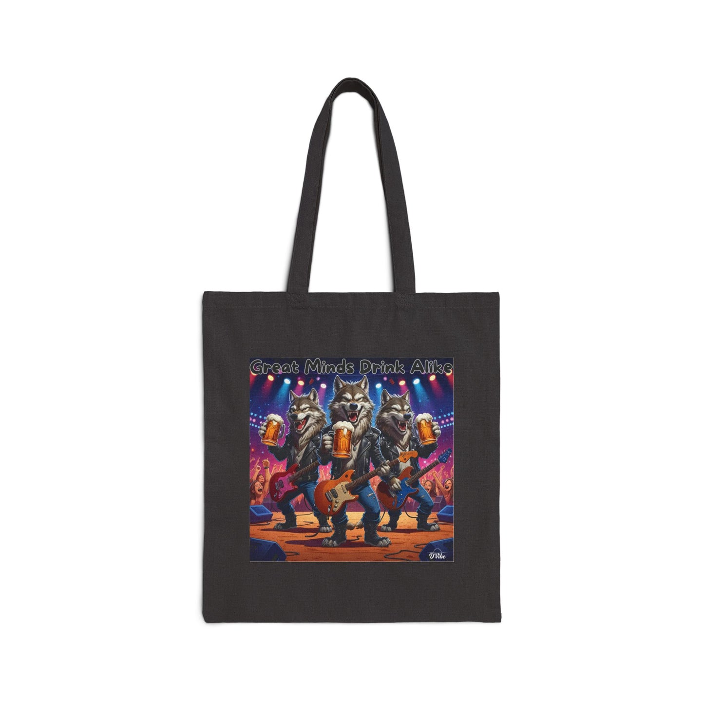 Great Minds Drink Alike - Rockin' Canvas Tote Bag - Concert Goer Bag, Grocery Bag, Reusable Tote, Gift for Music Lovers, Eco-Friendly Shopping