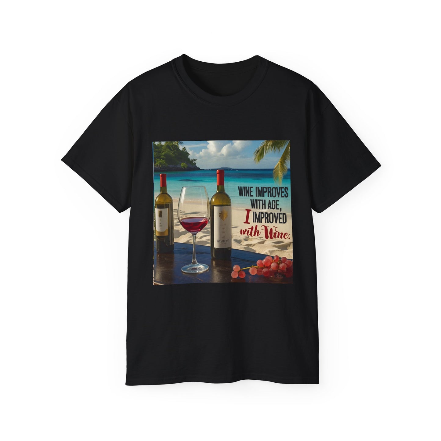 Improve with Wine - Wine Lovers Unisex Tee, Vintage Wine T-Shirt, Funny Gift for Wine Enthusiasts, Casual Summer Shirt, Great for Wine Lovers