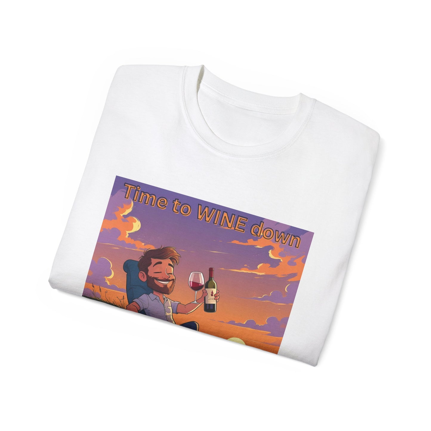 Time to Wine Down - Sunset Wine Vibes Tee, Relaxation Shirt, Unisex Graphic Tee, Gift for Wine Lovers, Summer Party Outfit, Chill Weekend Wear