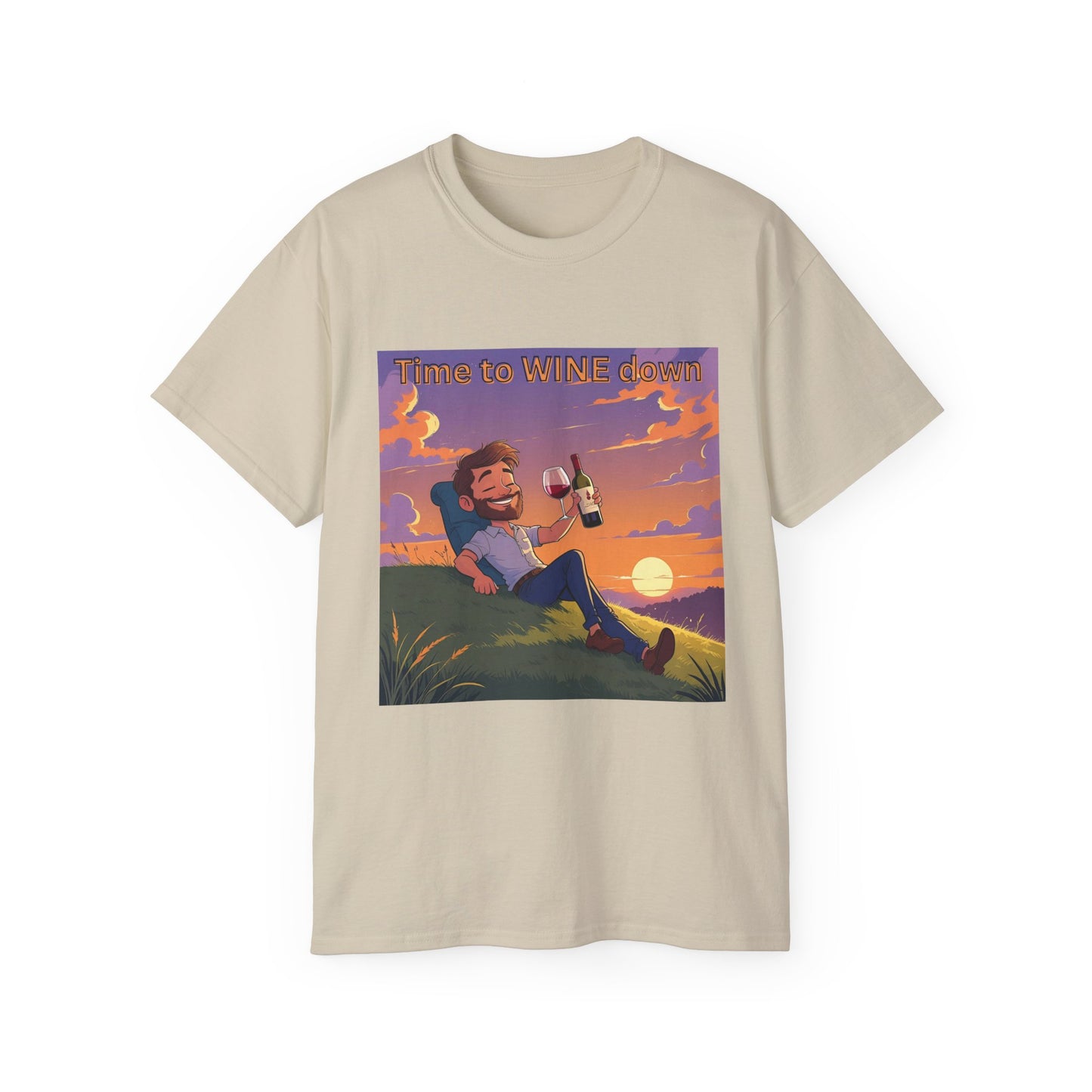 Time to Wine Down - Sunset Wine Vibes Tee, Relaxation Shirt, Unisex Graphic Tee, Gift for Wine Lovers, Summer Party Outfit, Chill Weekend Wear