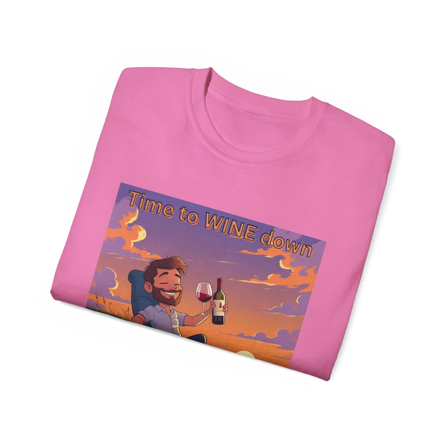 Time to Wine Down - Sunset Wine Vibes Tee, Relaxation Shirt, Unisex Graphic Tee, Gift for Wine Lovers, Summer Party Outfit, Chill Weekend Wear