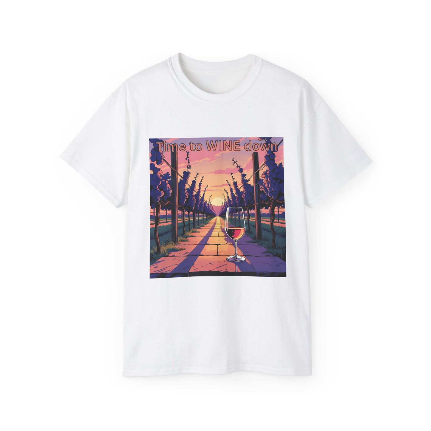 Time to Wine Down - Wine Lover's Unisex Cotton Tee - Perfect for Parties, Gifts, Relaxation, Wine Nights, and Celebrations