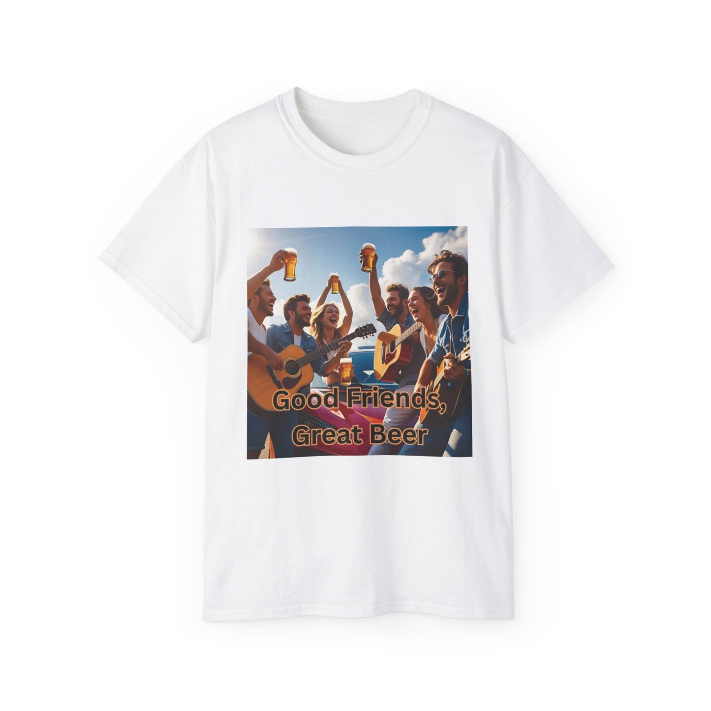 Good Friends, Great Beer Unisex Ultra Cotton Tee, Group Hangout Shirt, Party Apparel, Gift for Beer Lovers, Summer BBQ Outfit
