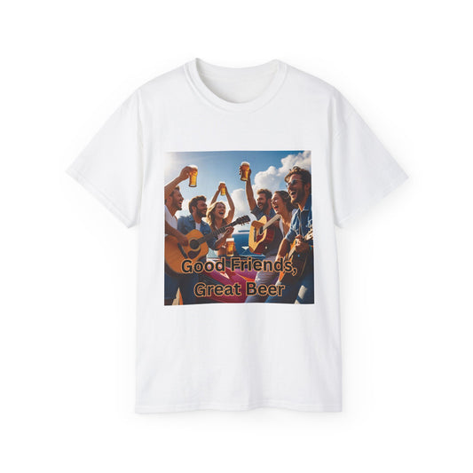 Good Friends, Great Beer Unisex Ultra Cotton Tee, Group Hangout Shirt, Party Apparel, Gift for Beer Lovers, Summer BBQ Outfit