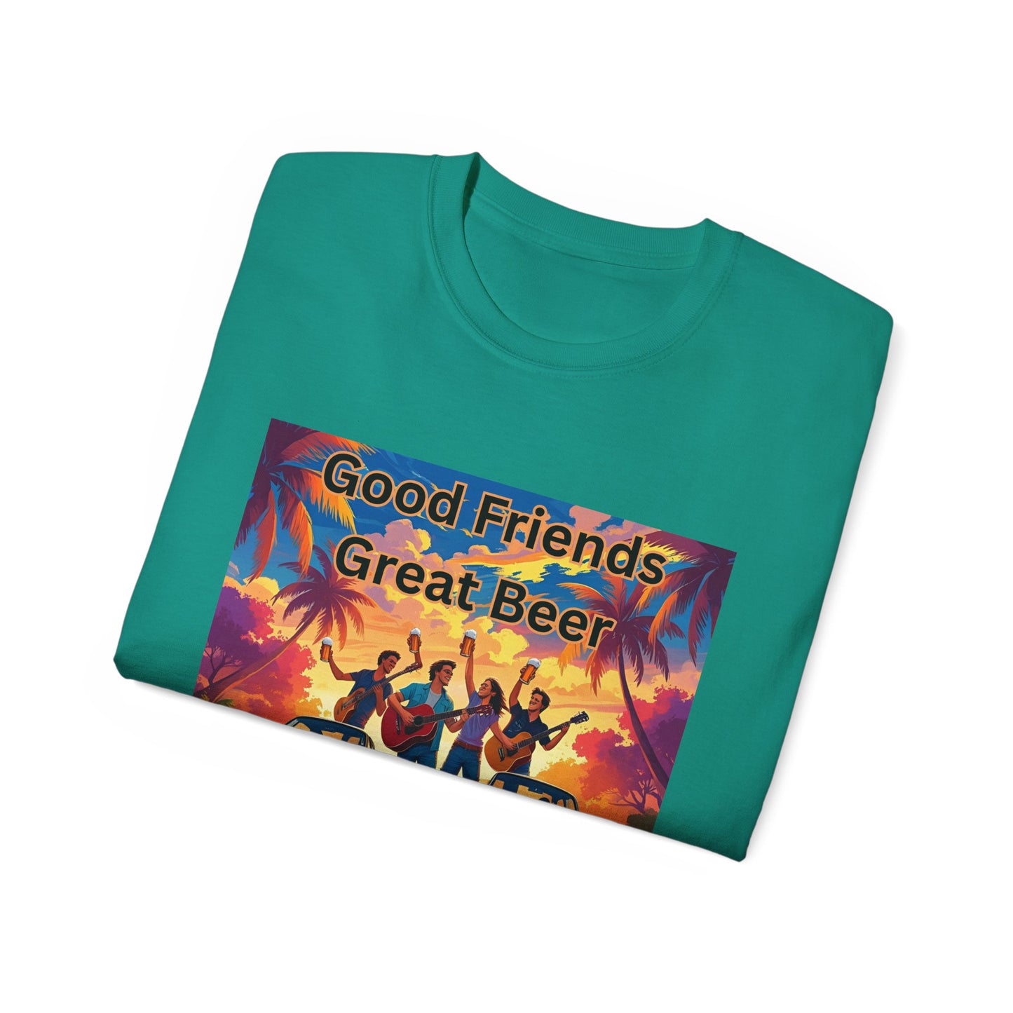 Good Friends Great Beer Unisex Tee, Casual Summer Shirt, Gift for Friends, Beer Lovers T-Shirt, Retro Vibe Graphic Tee