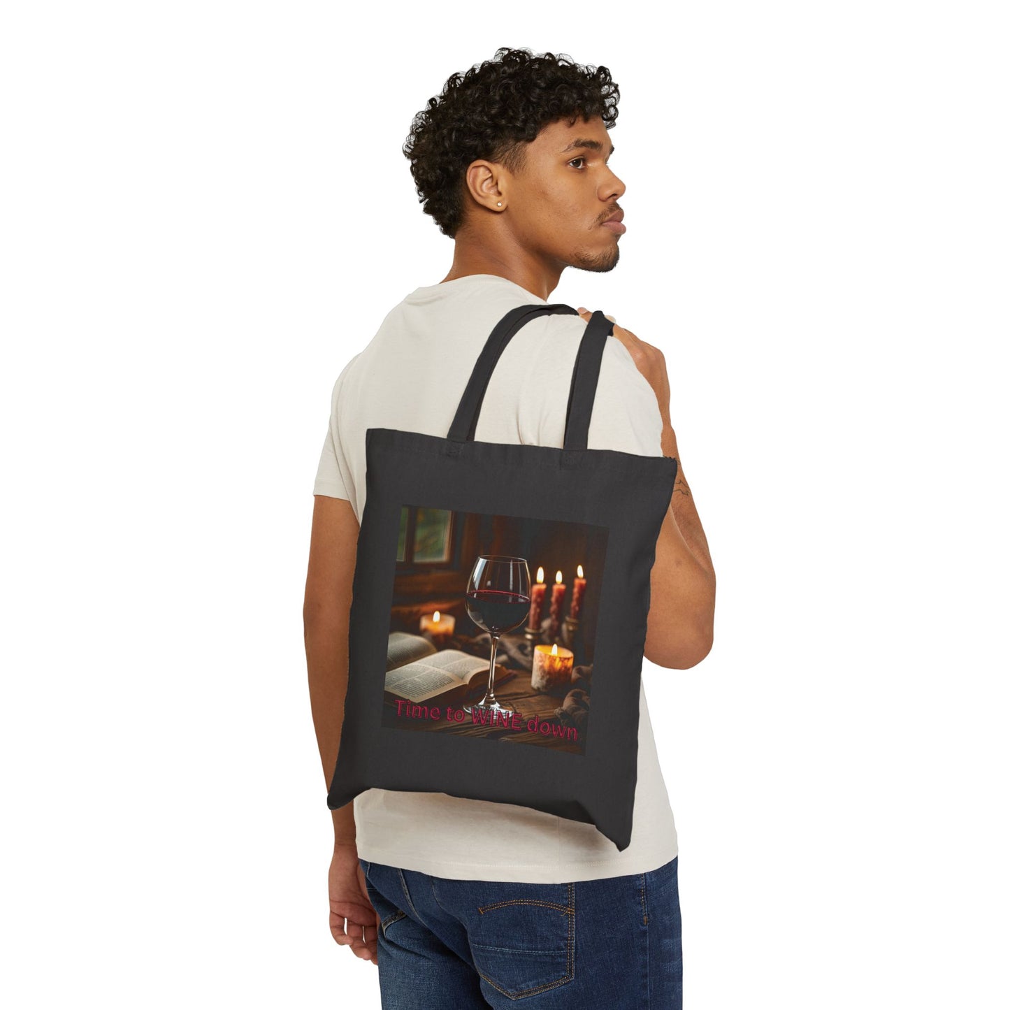 Time to Wine Down - Wine Lover's Cotton Canvas Tote Bag | Perfect for Special Occasions, Gifts, Grocery Shopping, Beach & Everyday Use