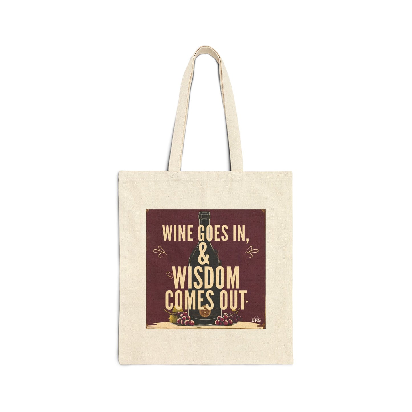 Wine Goes In Wisdom Comes Out - Wine & Wisdom Canvas Tote Bag, Eco-Friendly Shopping Tote, Gift for Wine Lovers, Reusable Grocery Bag, Personalized Tote