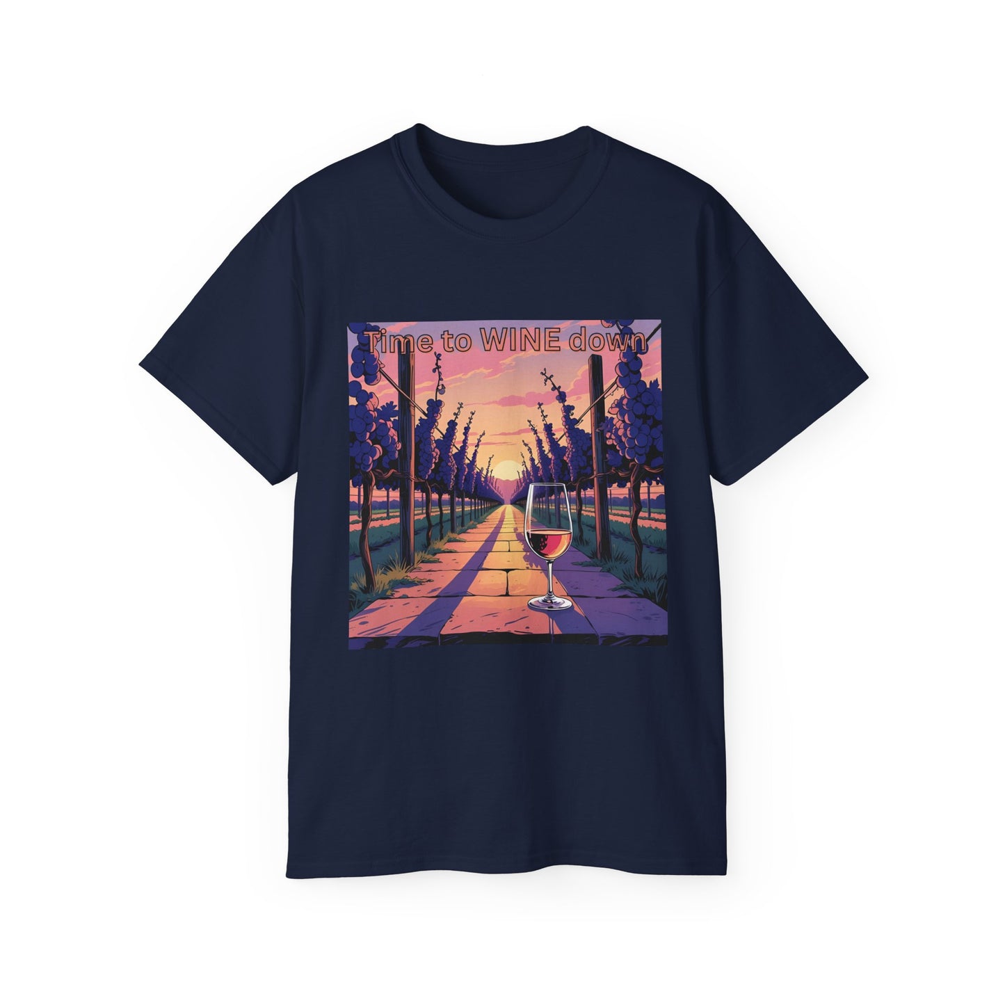 Time to Wine Down - Wine Lover's Unisex Cotton Tee - Perfect for Parties, Gifts, Relaxation, Wine Nights, and Celebrations