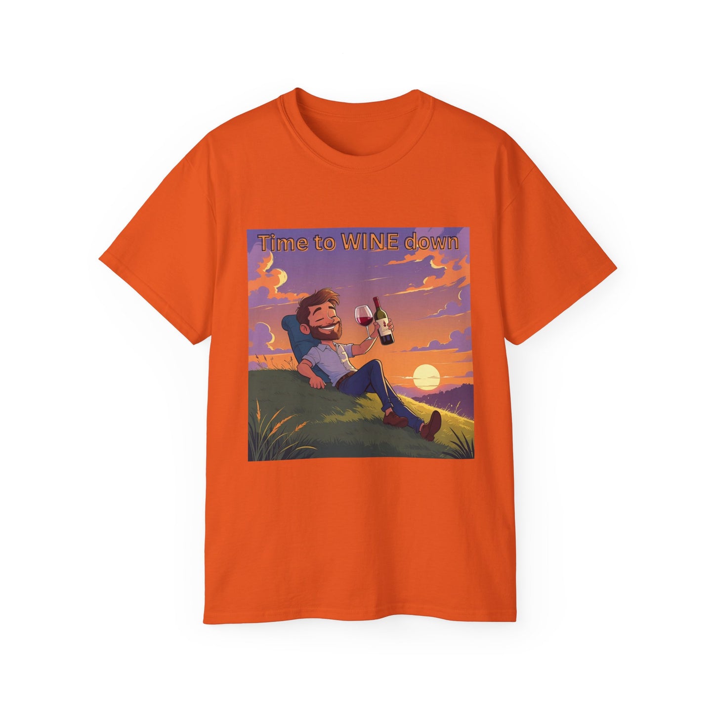 Time to Wine Down - Sunset Wine Vibes Tee, Relaxation Shirt, Unisex Graphic Tee, Gift for Wine Lovers, Summer Party Outfit, Chill Weekend Wear