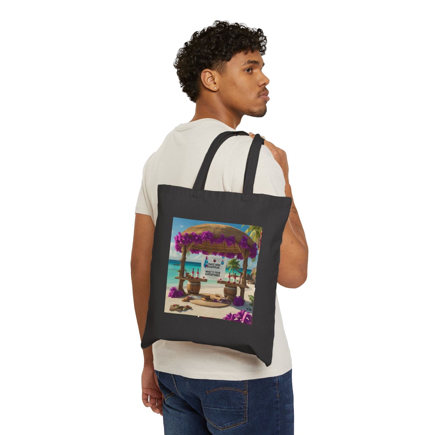 I Make WIne Disappear, What's Your Superpower - Tropical Beach Tote Bag | Summer Vibes, Eco-Friendly, Reusable Shopping Bag, Gift for Travelers, Beach Lover Accessories