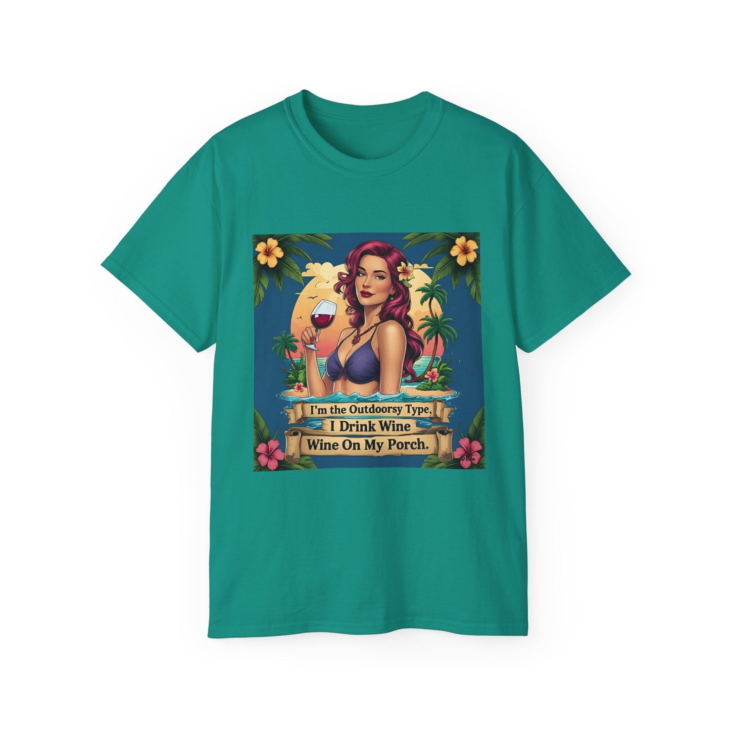 I Drink Wine on my Porch - Wine Lover's Unisex Tee, Perfect Gift for Outdoor Enthusiasts, Summer Vibes, Garden Parties, Wine Nights, Casual Comfort