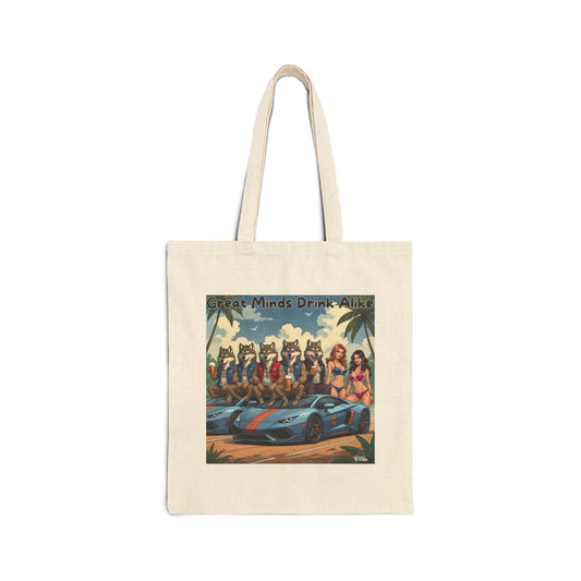 Great Minds Drink Alike - Cotton Tote Bag, Beach Bag, Eco-Friendly Grocery Bag, Unique Gift, Art Print Tote, Fun Shopping Bag