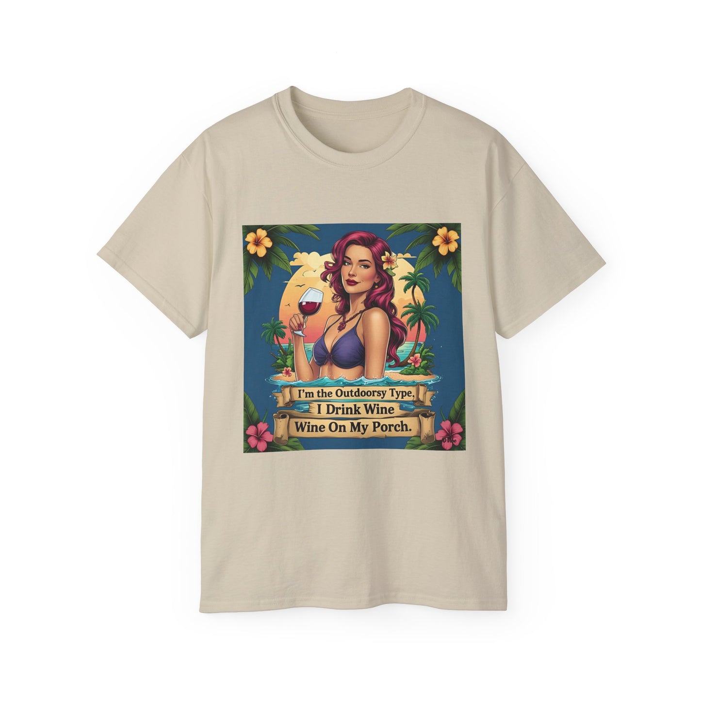 I Drink Wine on my Porch - Wine Lover's Unisex Tee, Perfect Gift for Outdoor Enthusiasts, Summer Vibes, Garden Parties, Wine Nights, Casual Comfort