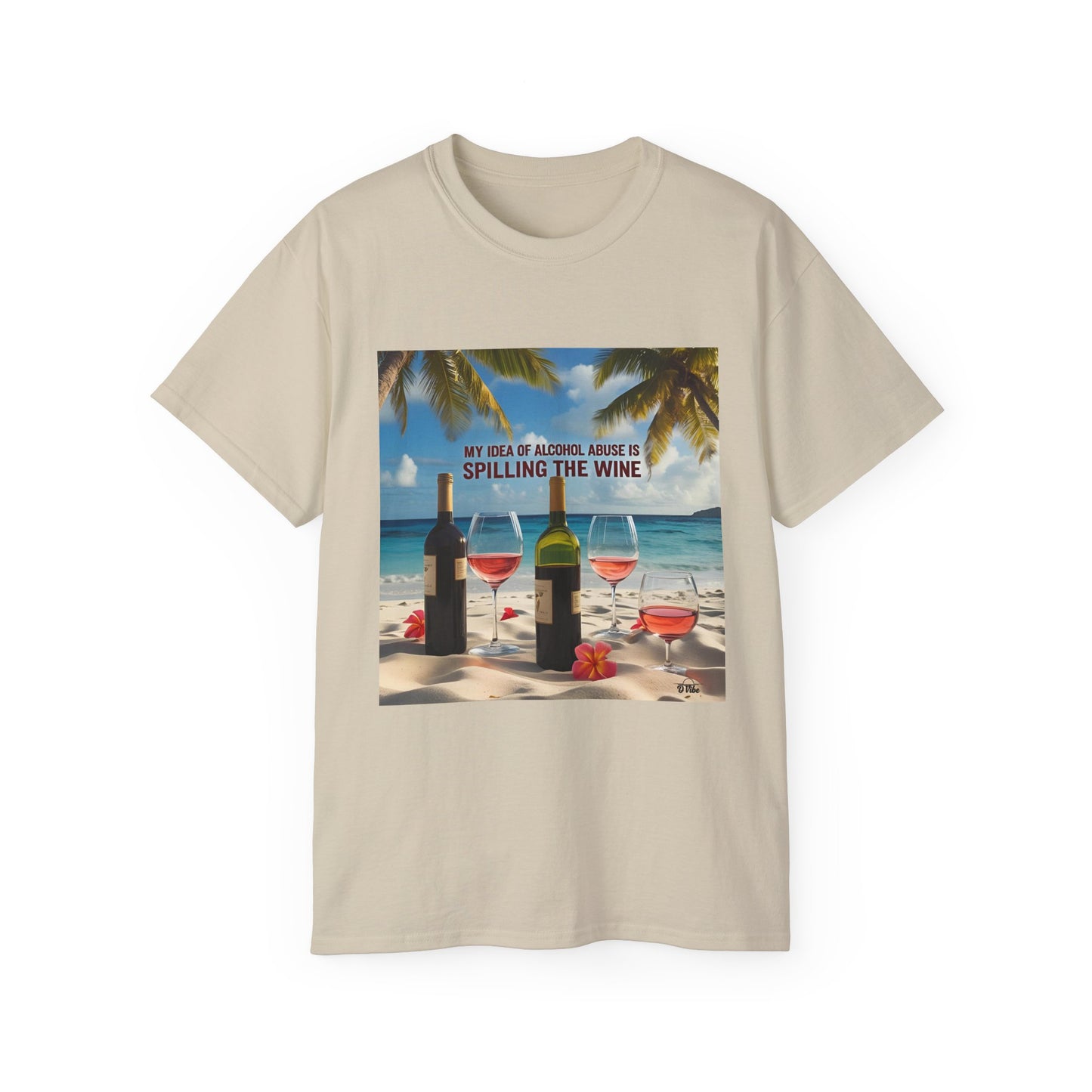 Spilling the Wine - Beach Vibes Wine Tee - Perfect for Summer Gatherings, Gift for Wine Lovers, Casual Outing, Relaxing at the Shore, Beach Party Apparel