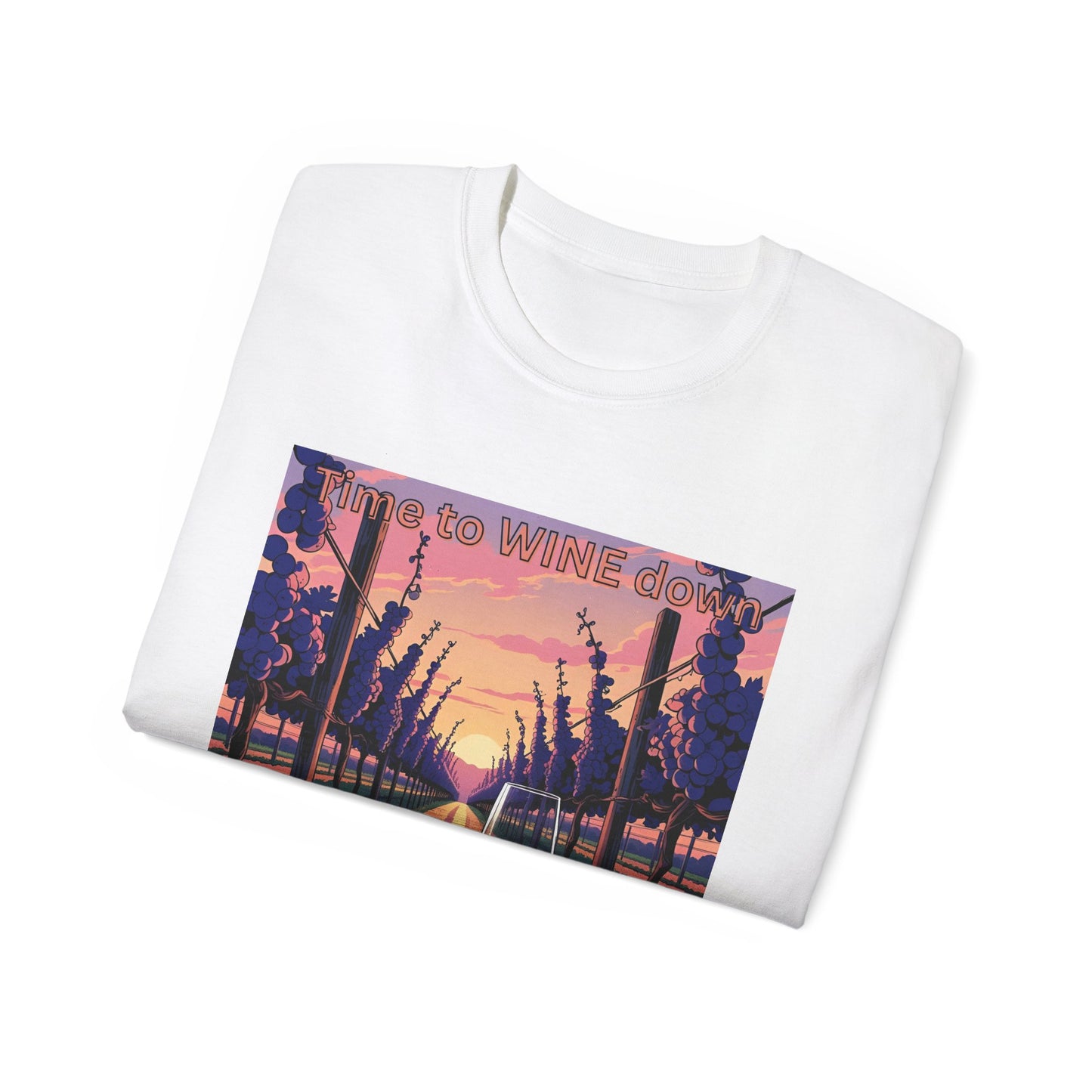 Time to Wine Down - Wine Lover's Unisex Cotton Tee - Perfect for Parties, Gifts, Relaxation, Wine Nights, and Celebrations