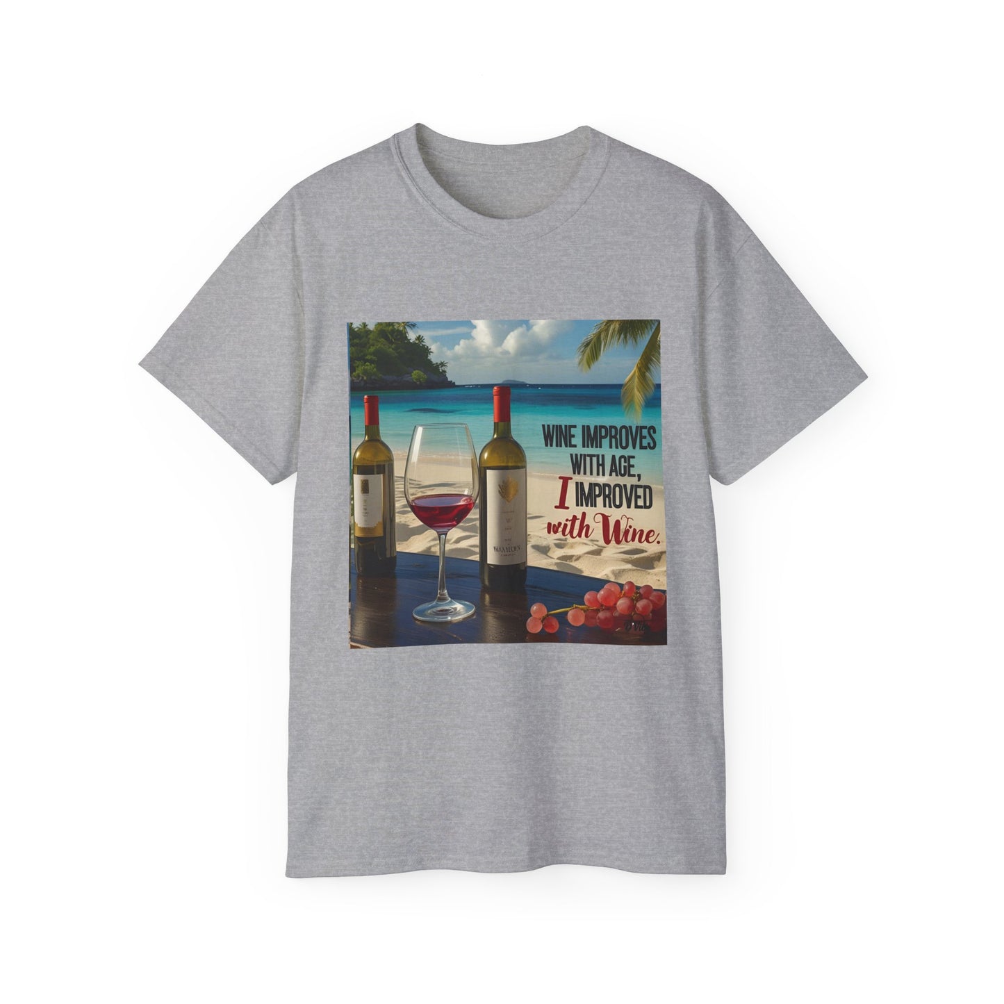 Improve with Wine - Wine Lovers Unisex Tee, Vintage Wine T-Shirt, Funny Gift for Wine Enthusiasts, Casual Summer Shirt, Great for Wine Lovers
