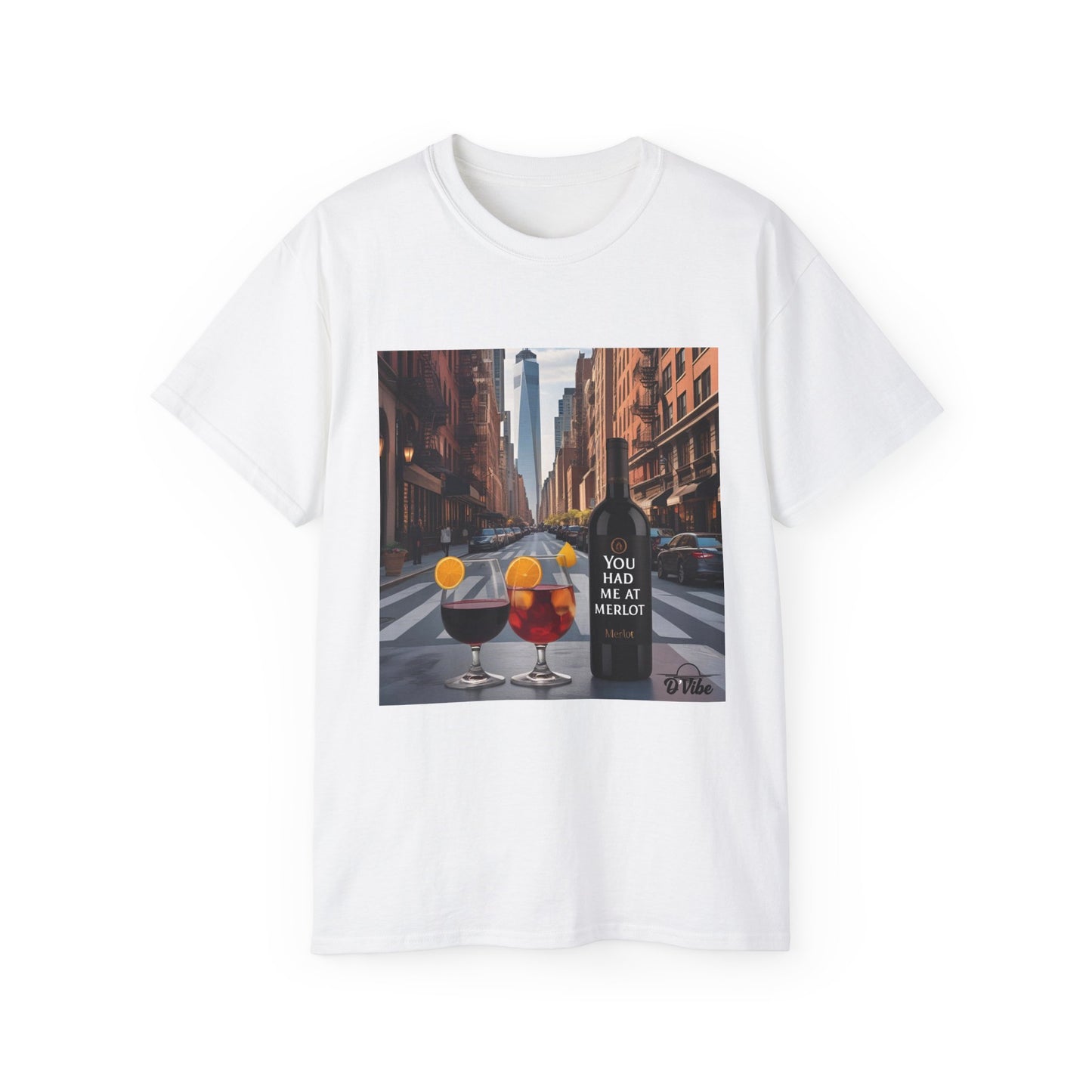You Had Me at Merlot - Stylish Cityscape Tee with Cocktail Art - Perfect for Casual Outings, Summer Parties, Birthdays, or Unique Gifts, Art Lover's T-Shirt
