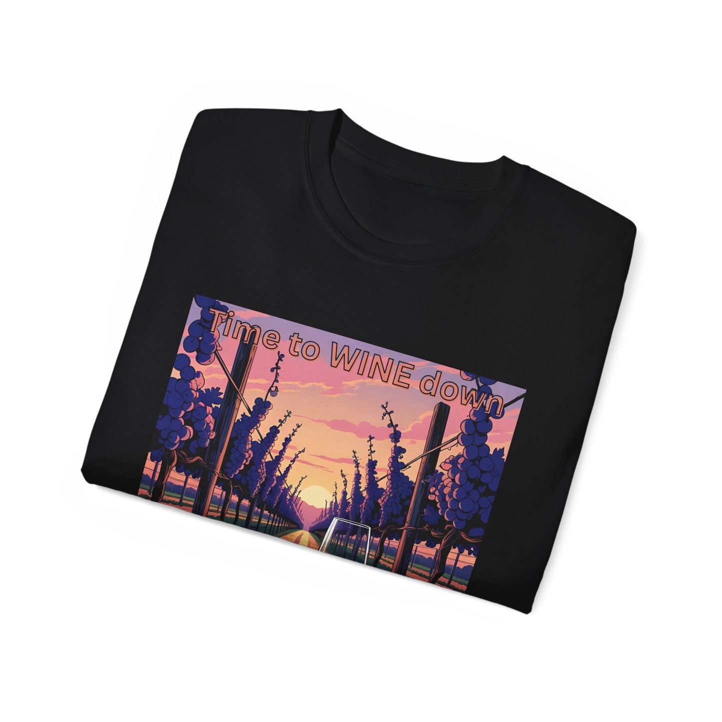 Time to Wine Down - Wine Lover's Unisex Cotton Tee - Perfect for Parties, Gifts, Relaxation, Wine Nights, and Celebrations