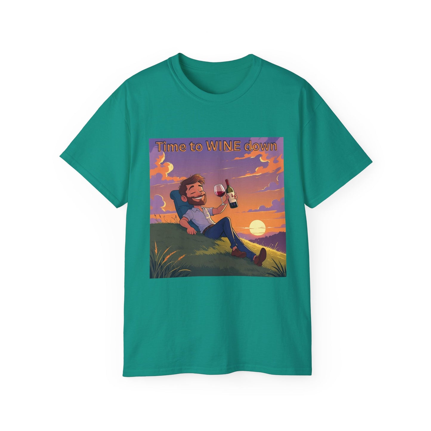 Time to Wine Down - Sunset Wine Vibes Tee, Relaxation Shirt, Unisex Graphic Tee, Gift for Wine Lovers, Summer Party Outfit, Chill Weekend Wear