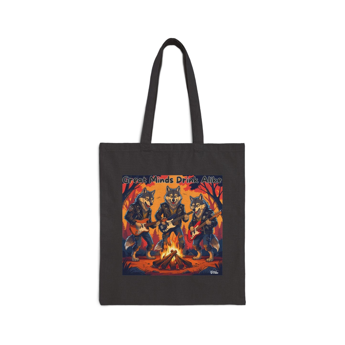 Great Minds Drink Alike - Festive Wolf Pack Tote Bag, Eco-Friendly Shopping Bag, Lightweight Beach Bag, Funny Gift for Nature Lovers, Campfire Lover's Tote