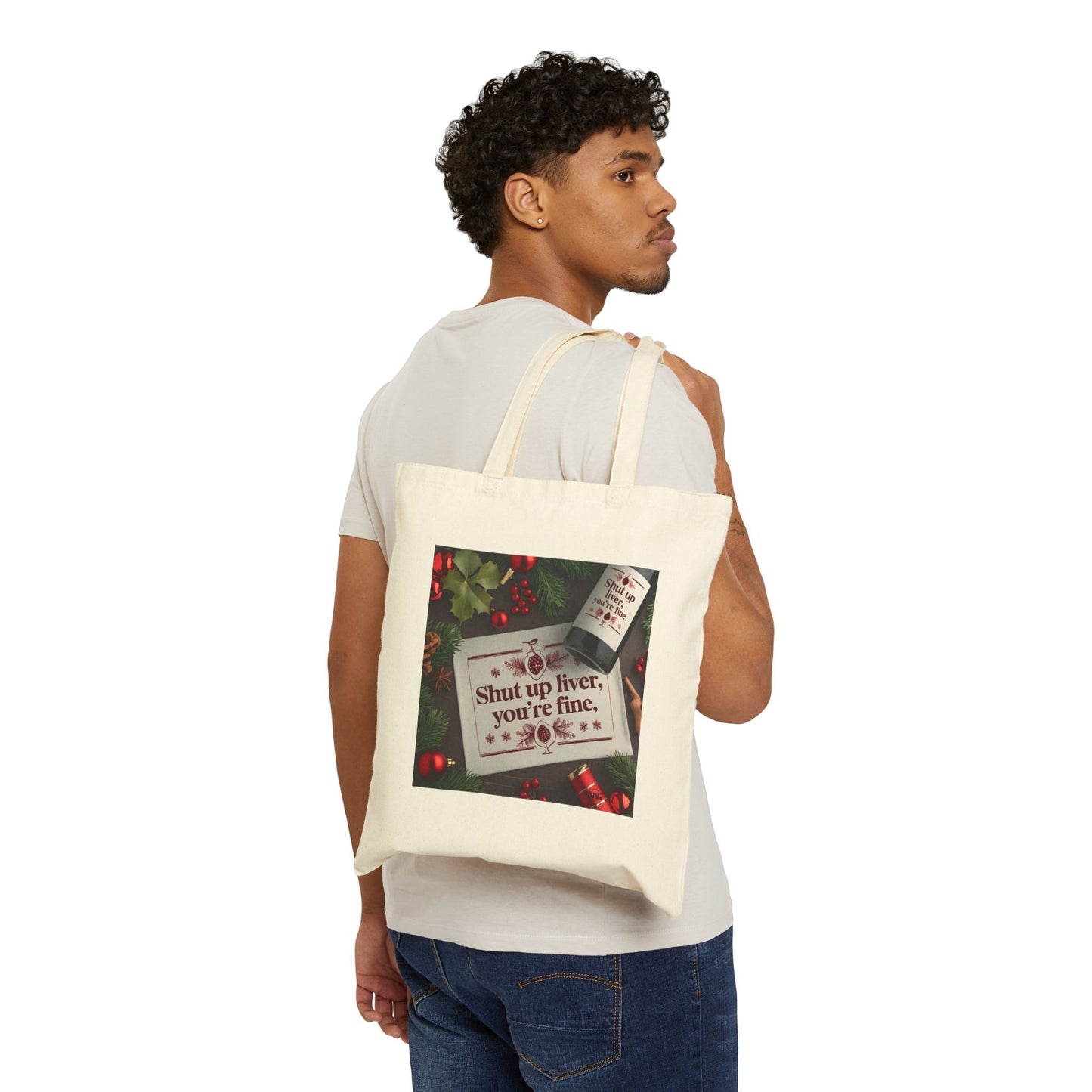 Humorous Cotton Canvas Tote Bag - "Shut Up Liver, You're Fine", Grocery Bag, Gift for Friends, Funny Shopping Bag, Eco-Friendly Tote