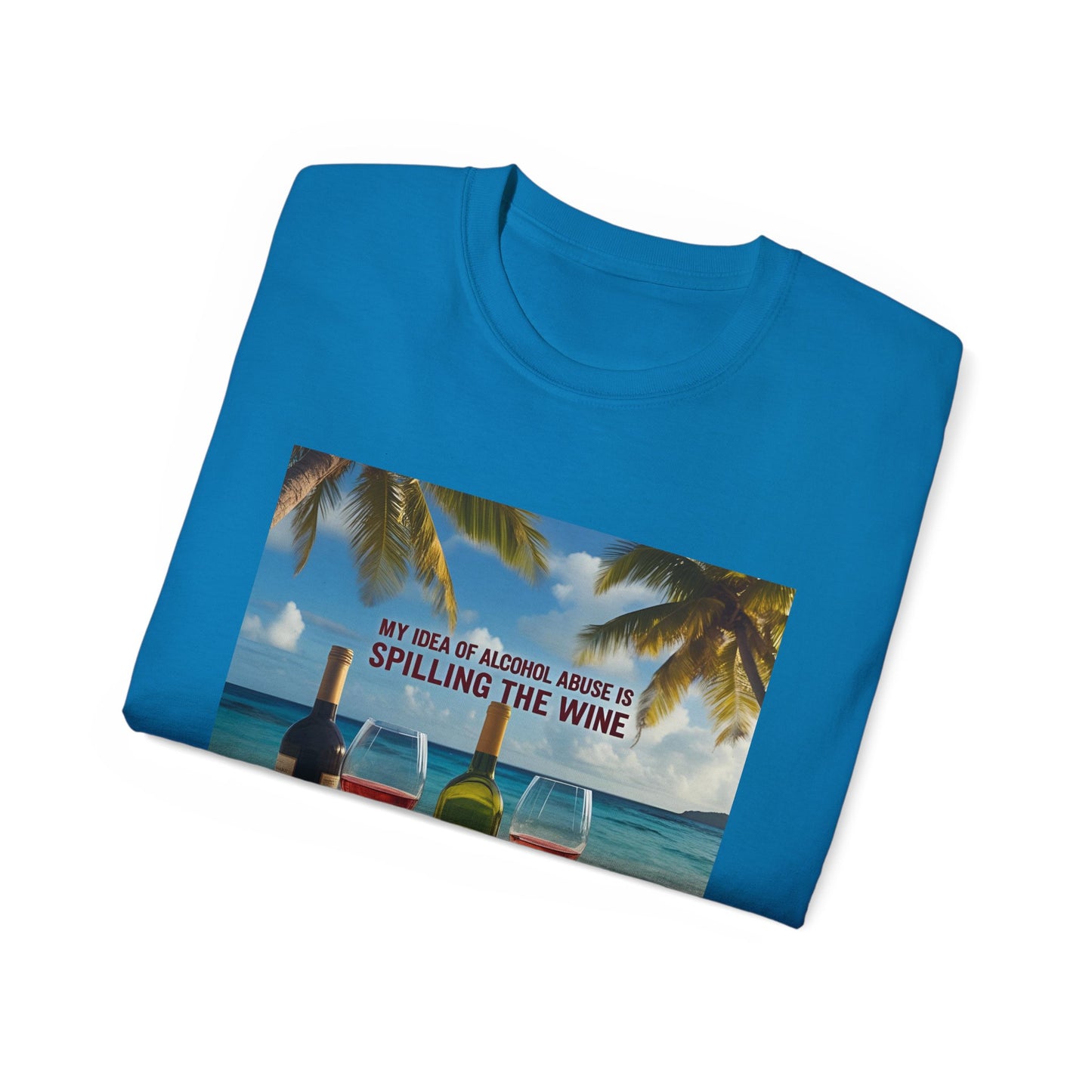 Spilling the Wine - Beach Vibes Wine Tee - Perfect for Summer Gatherings, Gift for Wine Lovers, Casual Outing, Relaxing at the Shore, Beach Party Apparel