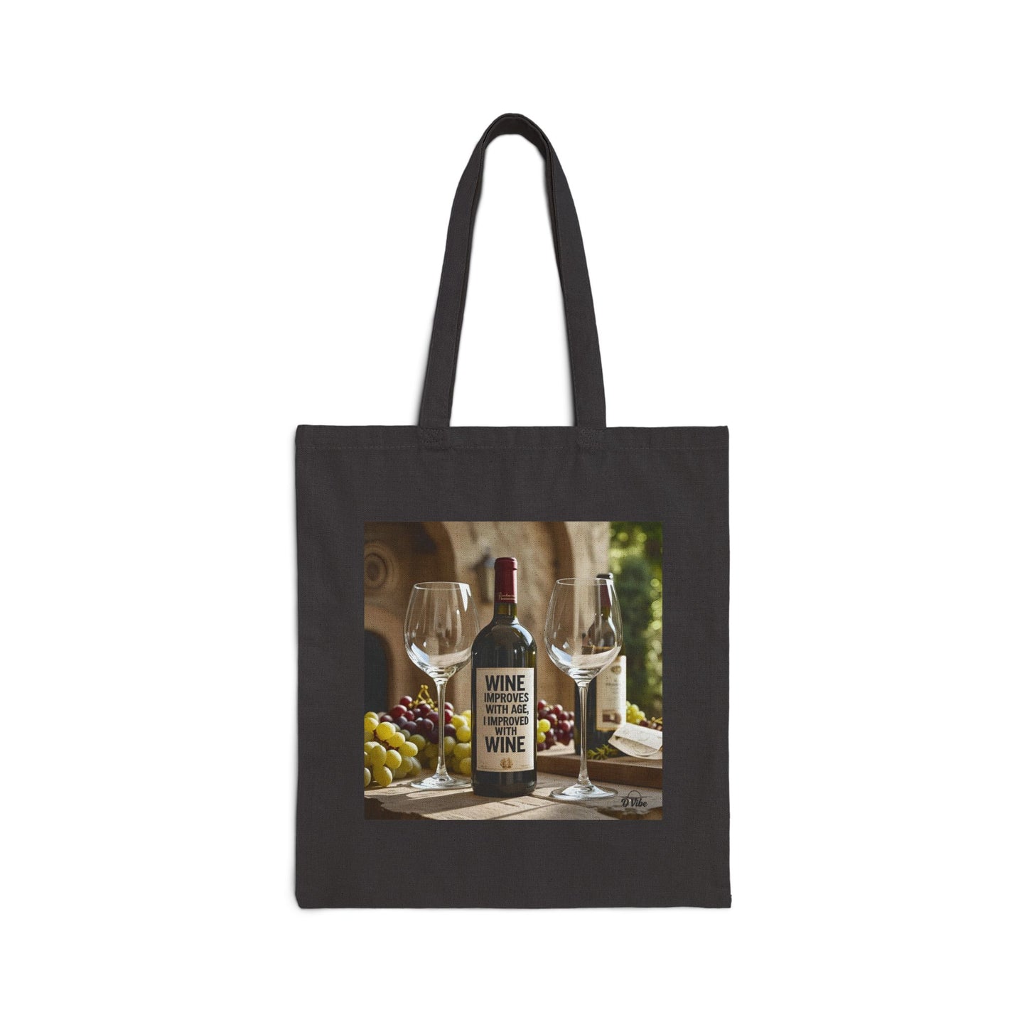 Wine Improves With Age - Wine Lovers Canvas Tote Bag - Eco-Friendly Shopper, Gift for Wine Enthusiasts, Grocery Bag, Beach Tote, Wine Party Favor