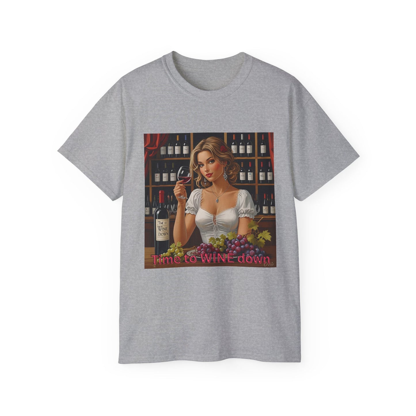 Time to Wine Down - Wine Lover's Unisex Tee, Funny Gift for Wine Enthusiasts, Vintage Wine Art Shirt, Perfect for Parties, Wine Tasting Events, Holidays