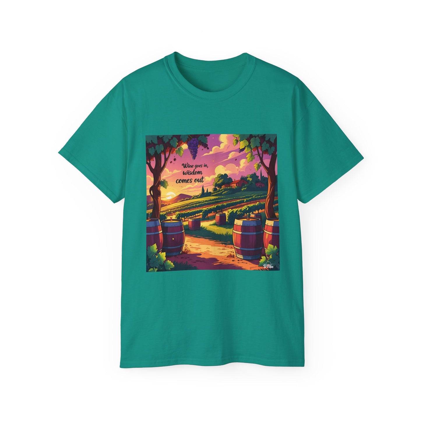 Wine Goes In Wisdom Comes Out - Vibrant Landscape Art Tee, Unisex Cotton Shirt, Nature Lover Gift, Summer Vibe Top, Hiking Apparel, Outdoor Fun T-Shirt