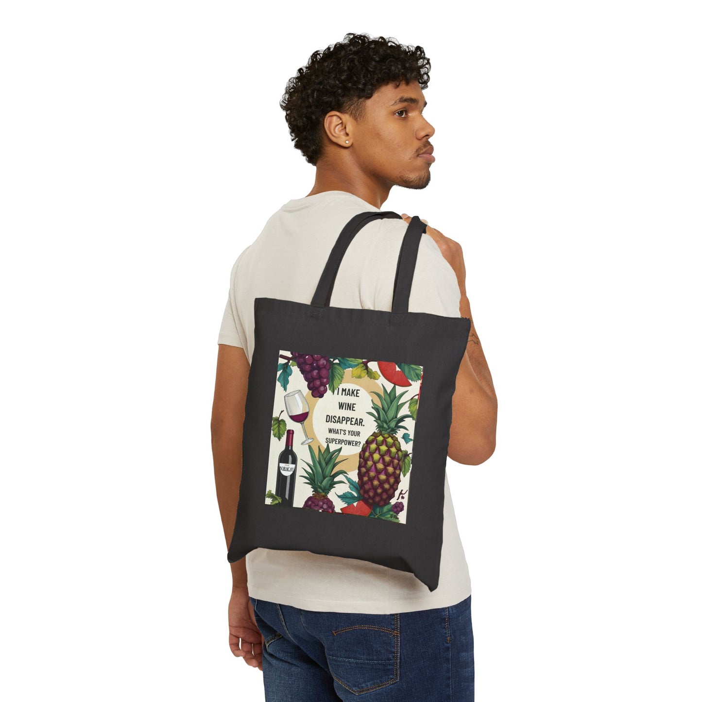 I Make Wine Disappear- Wine Lover's Cotton Canvas Tote Bag - Fun Gift for Wine Enthusiasts, Picnic Essential, Reusable Grocery Bag, Eco-Friendly Carryall