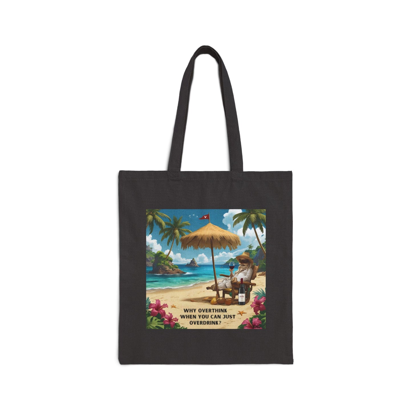 Why Overthink When You Can Just Overdrink - Vintage Summer Tote Bag - Beach Vibes, Eco-Friendly Canvas, Gift for Travelers, Design with Tropical Style, Great for Grocery Runs, [...]