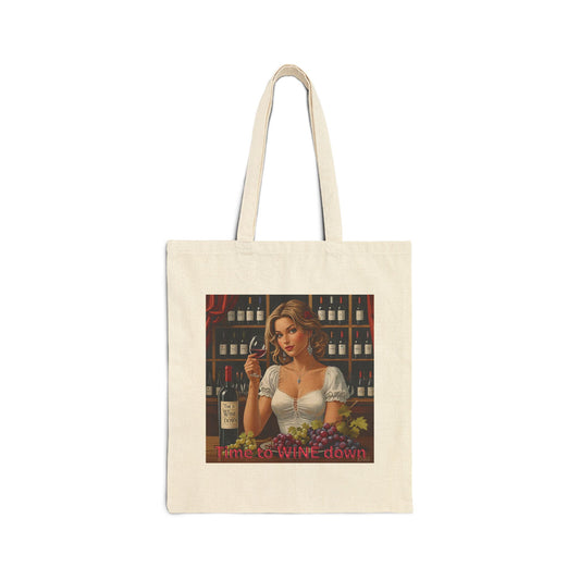 Time to Wine Down - Chic Vintage Wine Lover Tote Bag, Perfect Gift for Wine Enthusiasts, Reusable Shopping Bag, Eco-Friendly Accessory, Art Tote