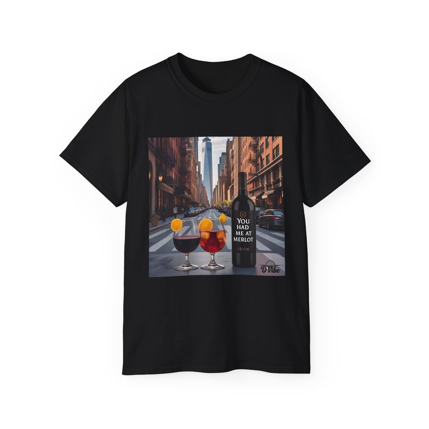 You Had Me at Merlot - Stylish Cityscape Tee with Cocktail Art - Perfect for Casual Outings, Summer Parties, Birthdays, or Unique Gifts, Art Lover's T-Shirt