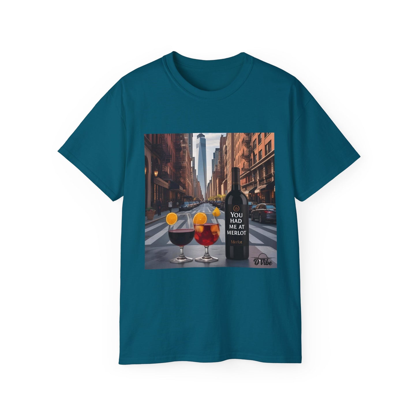 You Had Me at Merlot - Stylish Cityscape Tee with Cocktail Art - Perfect for Casual Outings, Summer Parties, Birthdays, or Unique Gifts, Art Lover's T-Shirt