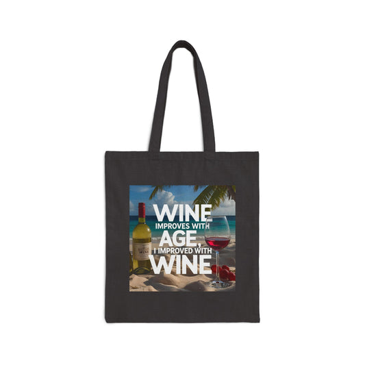 Age With Wine - Vintage Wine Lover Tote Bag - Perfect for Wine Enthusiasts, Eco-Friendly Shopping, Gift for Wine Lovers, Casual Outings, Beach Bag