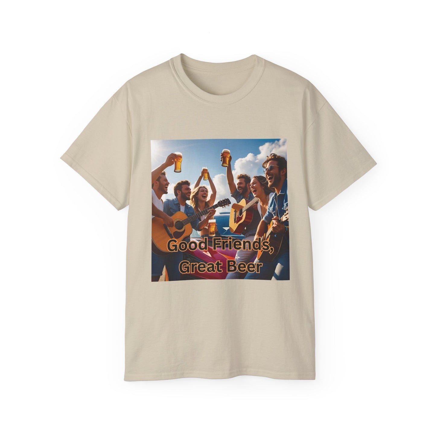 Good Friends, Great Beer Unisex Ultra Cotton Tee, Group Hangout Shirt, Party Apparel, Gift for Beer Lovers, Summer BBQ Outfit