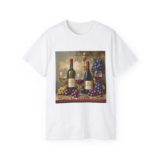 Time to Wine Down - Wine Lover Unisex Ultra Cotton Tee, Vintage Wine Design Perfect for Gifts
