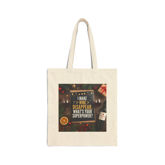 I Make Wine Disappear - Funny Cotton Canvas Tote Bag - Great Minds Drink Alike, Eco-Friendly Bag, Gift for Friends, Grocery Tote, Party Favor, Travel Bag