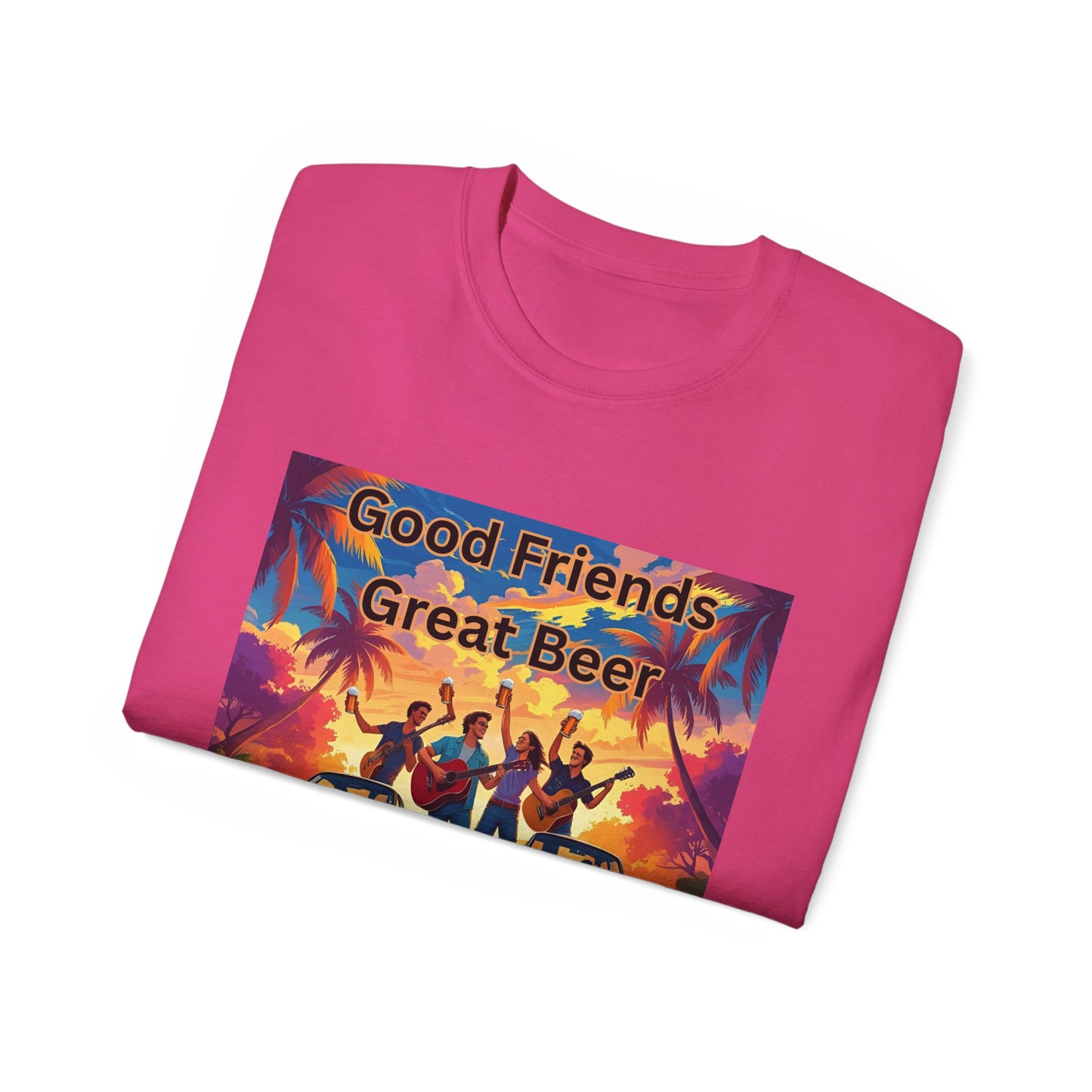 Good Friends Great Beer Unisex Tee, Casual Summer Shirt, Gift for Friends, Beer Lovers T-Shirt, Retro Vibe Graphic Tee