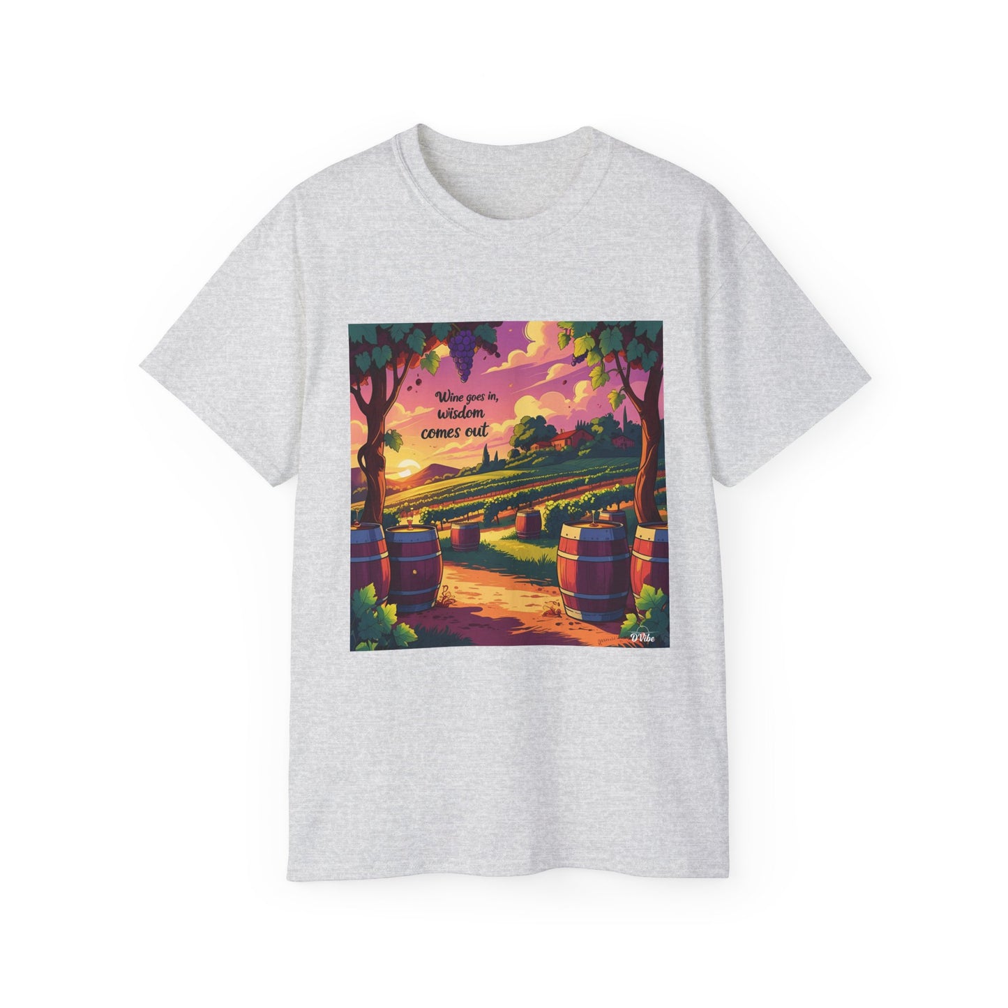 Wine Goes In Wisdom Comes Out - Vibrant Landscape Art Tee, Unisex Cotton Shirt, Nature Lover Gift, Summer Vibe Top, Hiking Apparel, Outdoor Fun T-Shirt