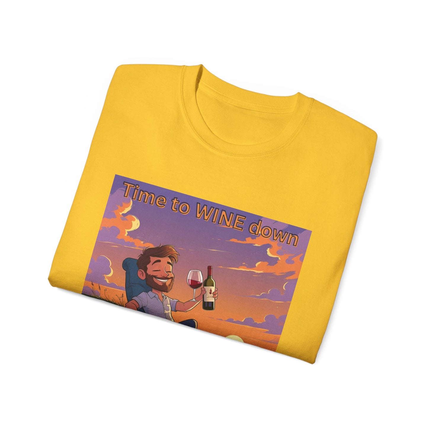 Time to Wine Down - Sunset Wine Vibes Tee, Relaxation Shirt, Unisex Graphic Tee, Gift for Wine Lovers, Summer Party Outfit, Chill Weekend Wear