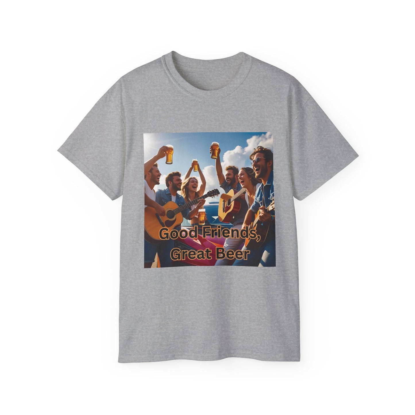 Good Friends, Great Beer Unisex Ultra Cotton Tee, Group Hangout Shirt, Party Apparel, Gift for Beer Lovers, Summer BBQ Outfit