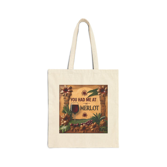 You Had Me At Merlot - Wine Lover's Cotton Canvas Tote Bag - Perfect for Merlot Enthusiasts, Eco-Friendly Shopping Bag, Gift for Wine Lovers, Vintage Style, [...]