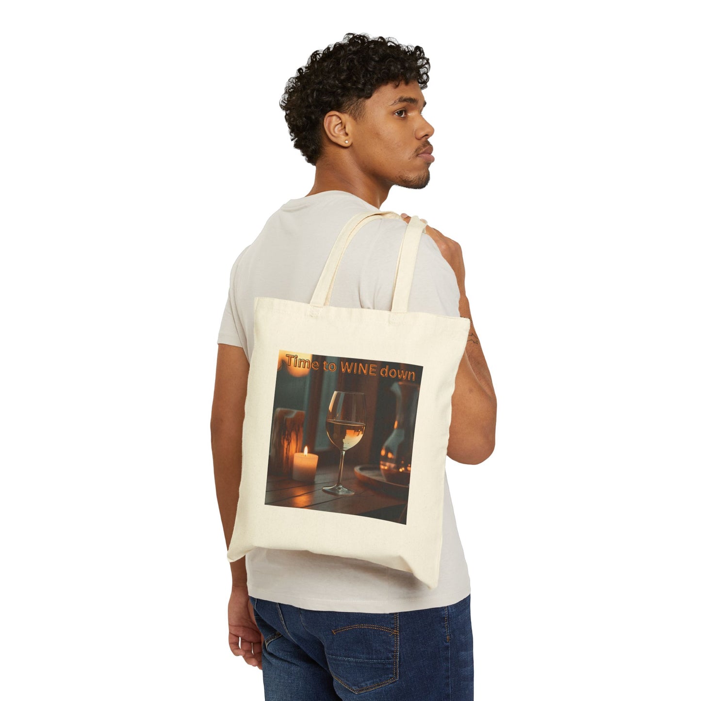 Time to Wine Down - Wine-Themed Cotton Canvas Tote Bag | Perfect for Wine Lovers, Gifts, Eco-Friendly Shopping, Festivals, and More!
