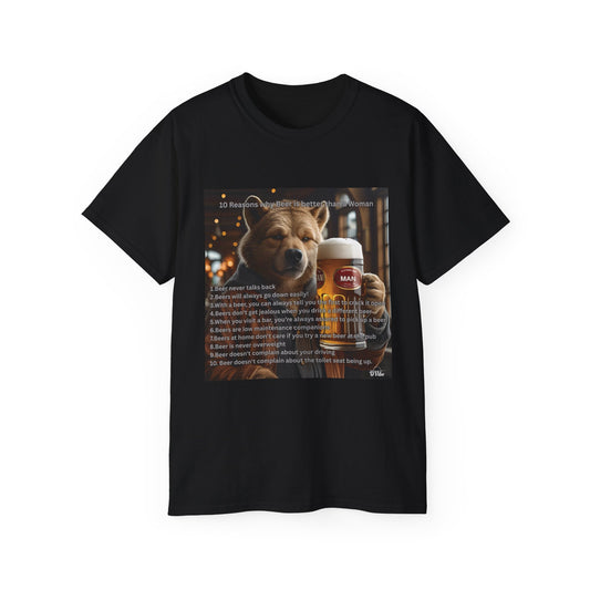 Dog Lover Beers are Better than Woman Ultra Cotton Tee - Perfect Gift for Pet Owners, Fun Animal Shirt, Funny Pet Apparel, Casual Wear, Animal Lovers Merchandise